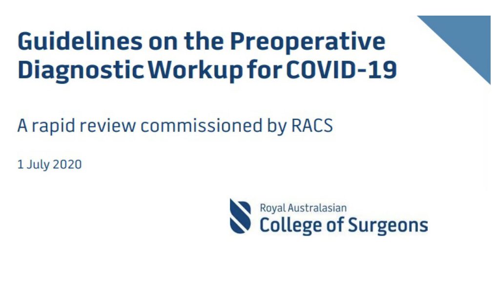 RACS Guidelines on the Preoperative Diagnostic Workup for COVID-19