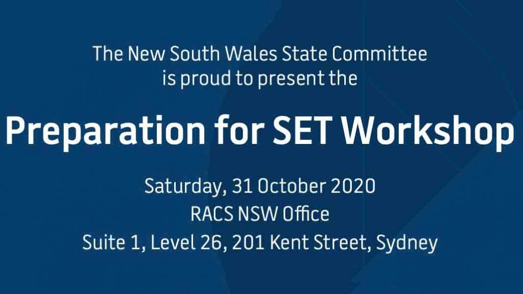 Preparation for SET workshop – RACS NSW