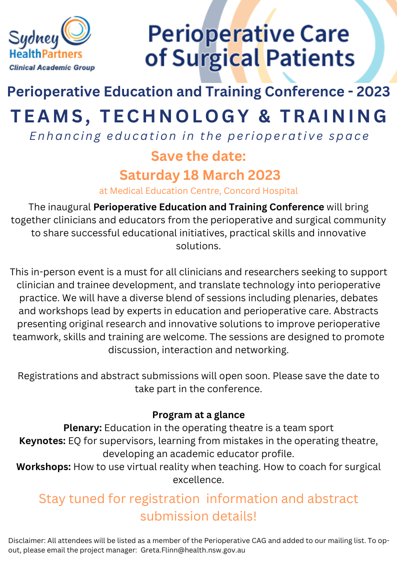 Perioperative Care and Training Conference 2023